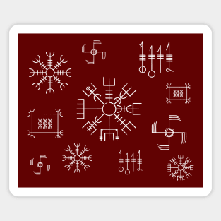 Icelandic Staves Pattern in Blood Red & White Magnet